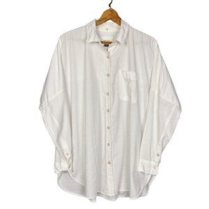 American Eagle Oversized White Button Down Shirt Cotton Viscose Blend Women’s XS